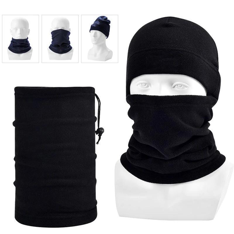 Winter Fleece Hat and Scarf Set Thermal Head Cover Warm Balaclava Face Mask Neck Warmer Sport Cycling Ski Scarf Hat