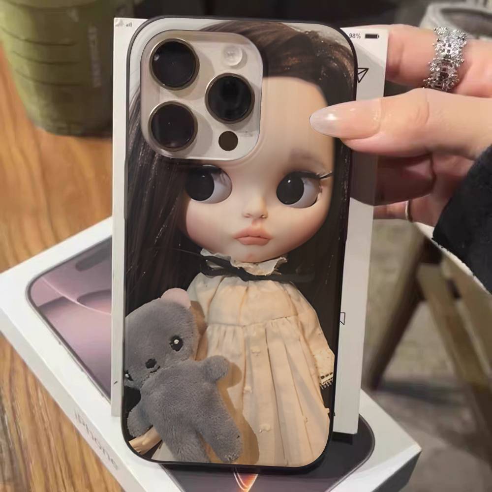 Темная милая кукла Арт для IPhone 16 15 14 13 12 11 17 Pro Max Plus Волна Гофрированный чехол для телефона Защитный от падения
