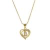 A-Z English Letter Initial Necklace Gold Plated Necklace Micro Setting Zircon Heart Necklace for Women
