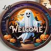 Halloween Wooden Coasters 6Pcs/Set Coasters Retro Pumpkin Ghost Drink Decorative Coffee Bar Accessories Round Heat Insulation Pads for Dining