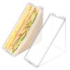 Set of 2 Clear Sandwich Holder Lunch Box with Lid Portable Sandwich Case ABS Texture Suitable for Picnics and Office