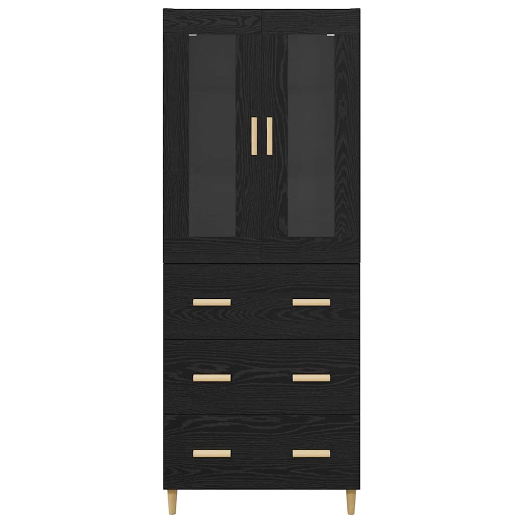 Highboard Black Oak Effect 69.5 x 34 x 180 cm