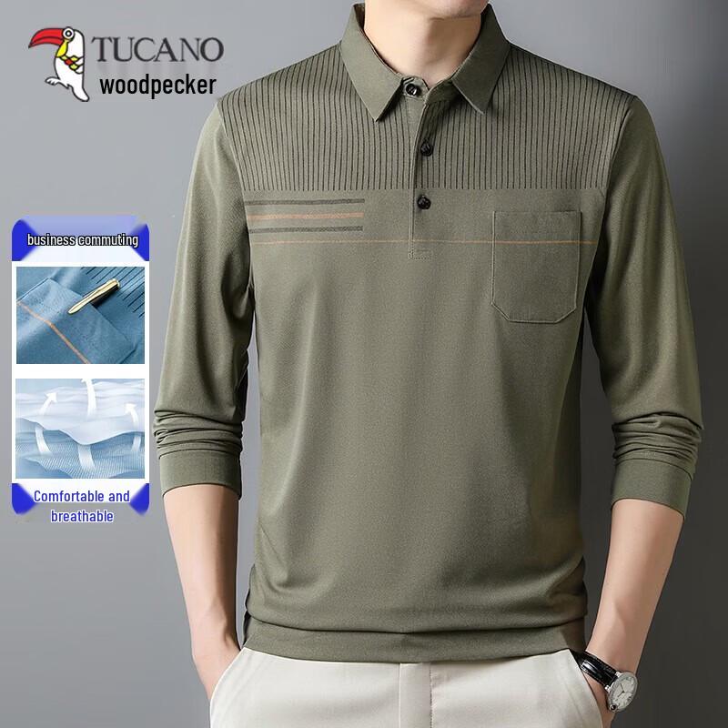 Tucano Мужская рубашка-поло с длинным рукавом в стиле business casual