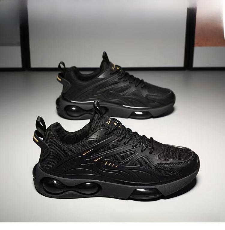 2024 Осень Мужская Универсальная Спортивно-Повседневная Черная Обувь для Бега и Тренировок с Мягкой Подошвой.