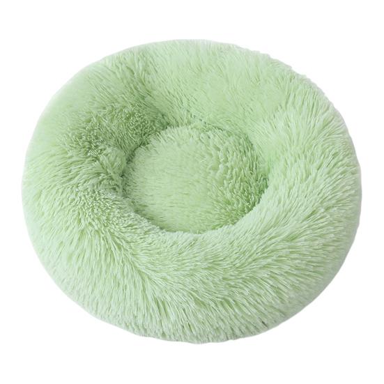 Donut Pet Bed Fluffy Round Cat Bed with Anti-Slip Bottom Cozy Shaggy Plush Dog