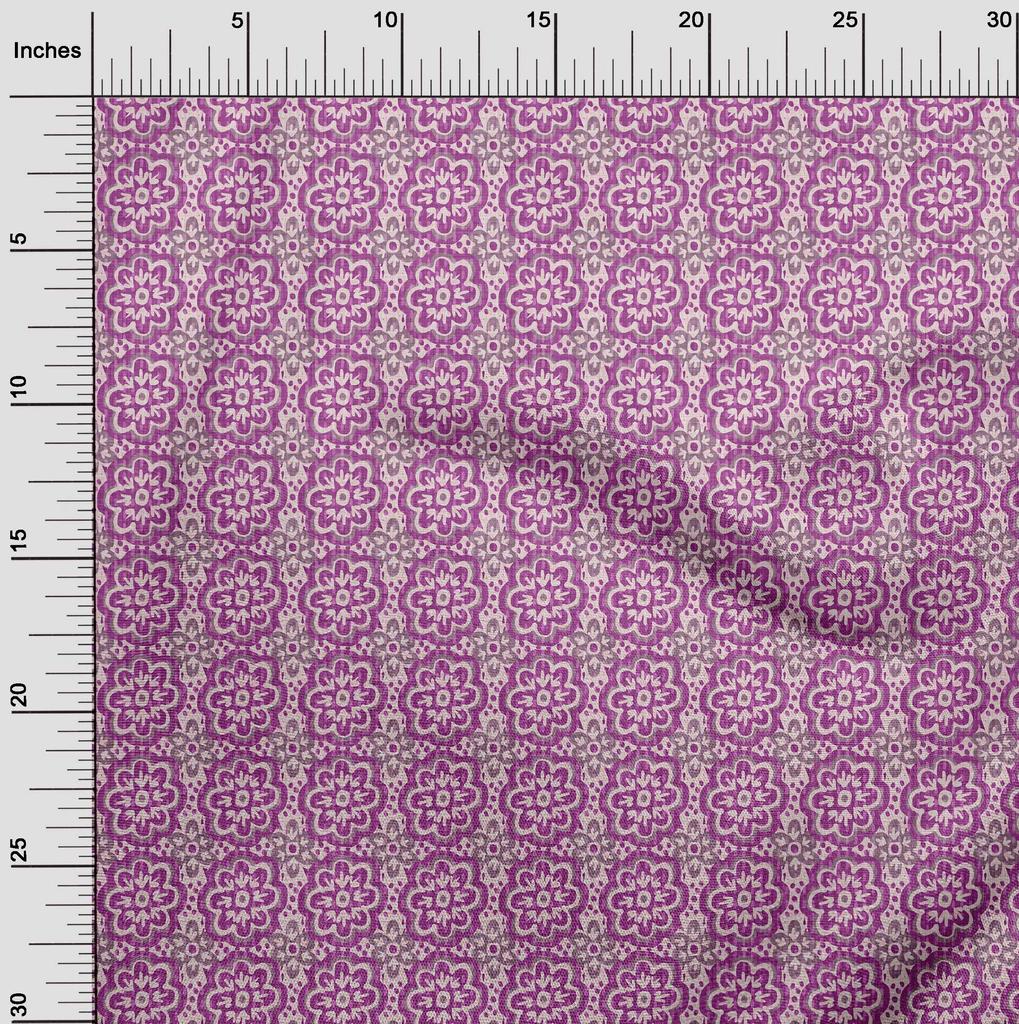 oneOone Cotton Flex Fuschia Pink Fabric Asian Block Craft Projects Decor Fabric Printed By The Yard 40 Inch