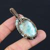 Tree Of Life Larimar Gemstone Pure Copper Wire Wrapped Handmade Pendant Jewelry For Her