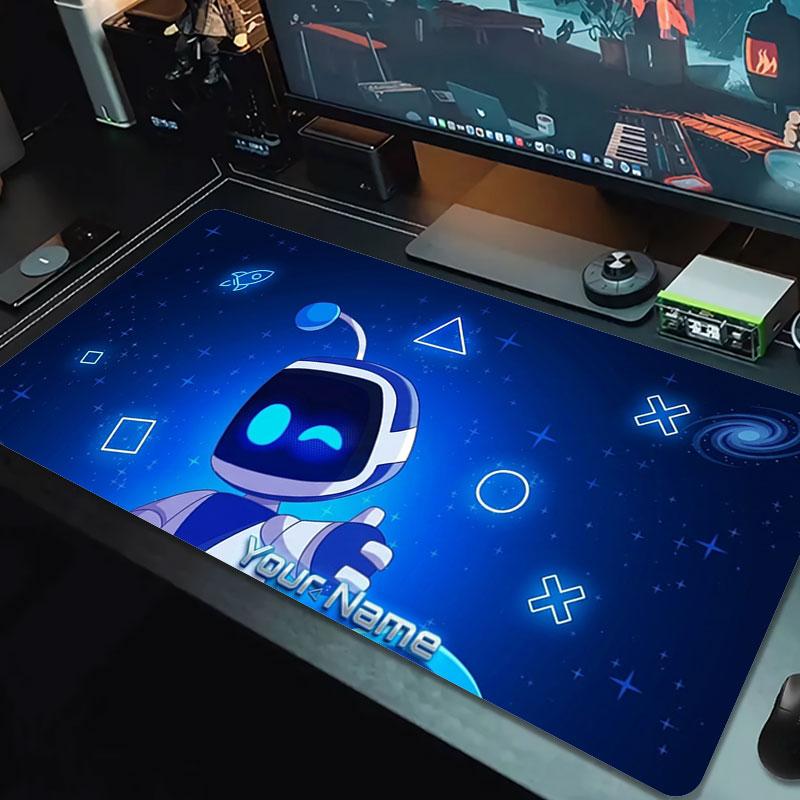 ASTRO BOT Имя на заказ Большой коврик для мыши Большая подушка для игрового стола Нескользящий Коврик для ноутбука и планшета XXL Коврик для мини-ПК Игровой коврик С заблокированным краем