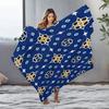 Blue geometric pattern Flannel printed blanket suitable for all seasons suitable for living room office sofa and travel