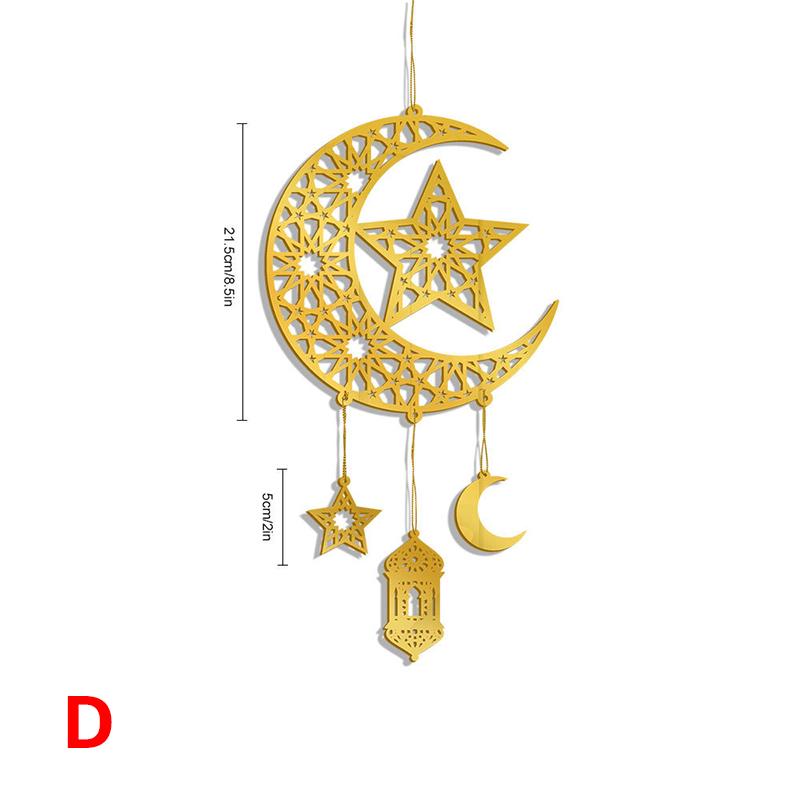 Акриловая настенная подвеска Ид Мубарак Зеркало Золотая Рамадан Карим Дверная табличка Подвесное украшение Луна Звезда Подвески