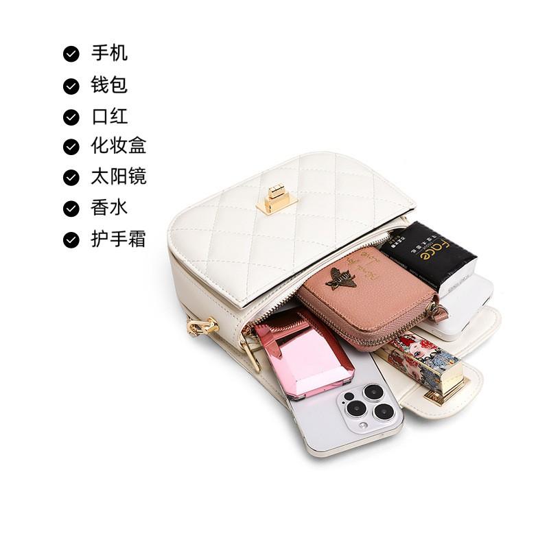 Womens Chic Crossbody Bag Lightweight Luxury Mini Square With Chain Strap Quilted Design
