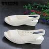Women's Summer Hole Shoes Wedge Heel Casual Fish Mouth Sandals Soft Bottom Non-slip Beach White Nurse Shoes