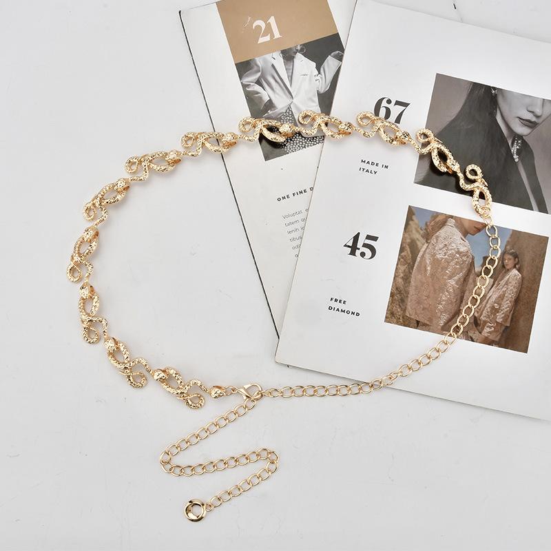 European and American Zodiac Snake Accessories Waist Chain Women Versatile Skirt Suit Ins Trendy Metal Waist Chain Women