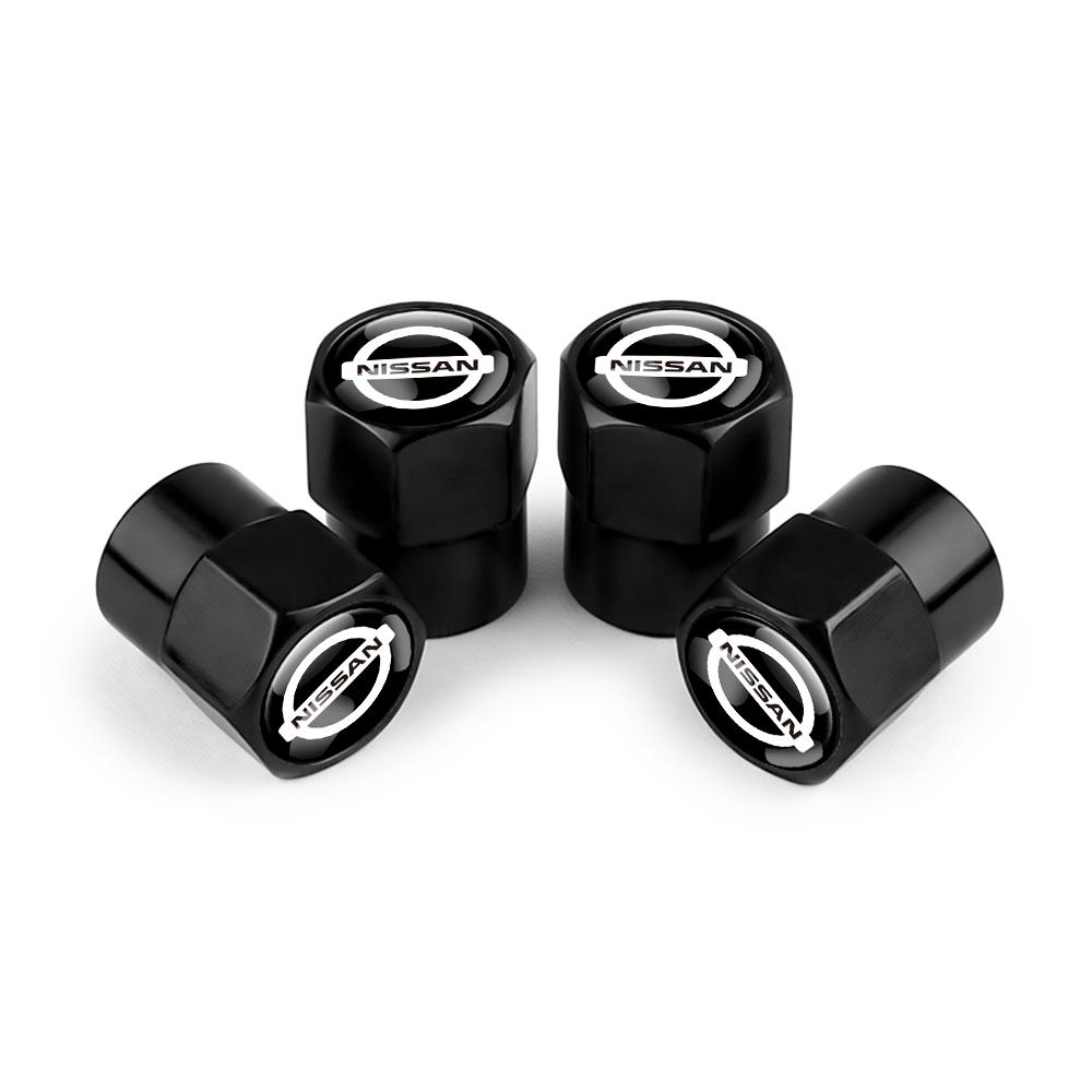 ATY1 Nissan Logo Car Wheel Tire Valve Caps Aluminum Dustproof Tyre Air Stem Covers For Nismo X-Trail Qashqai Teana Note Leaf Almera