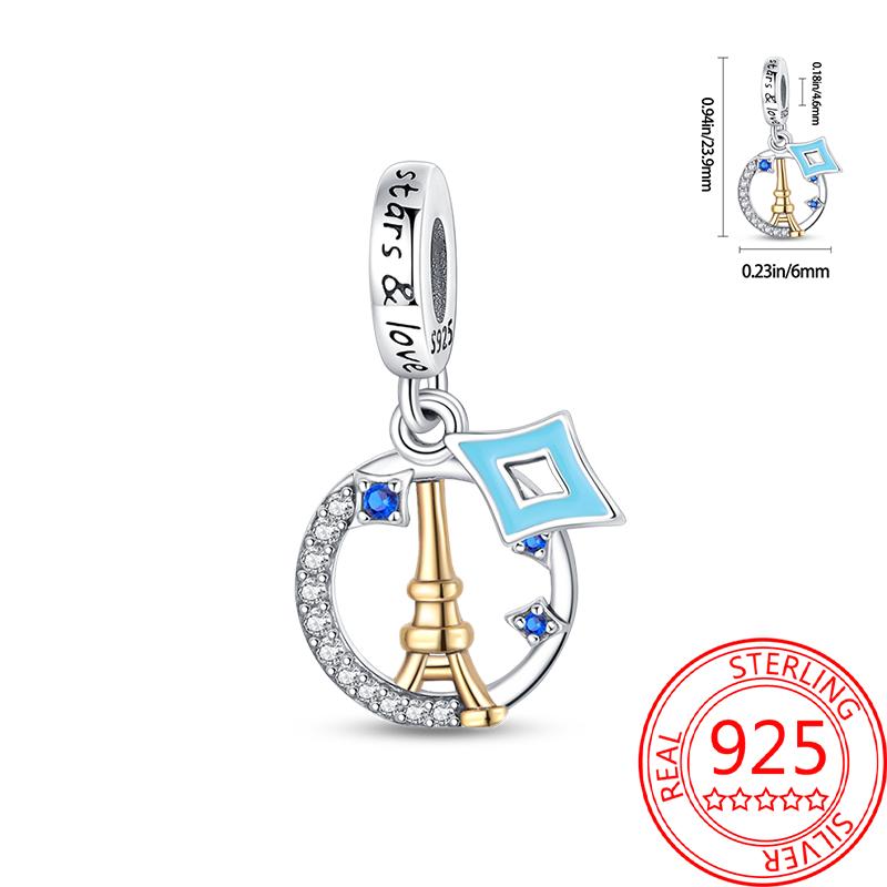 Copper Metal Paris Tower Aircraft Travel Charm Bead Component Pendant Bead Component Bead Components Compatible With Charm Bead Component Authentic