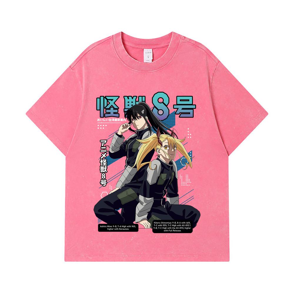 275 GSM Washed T-shirts 100% Cotton Kaiju No 8 V13 Print Unisex Heavy Cotton T Shirt