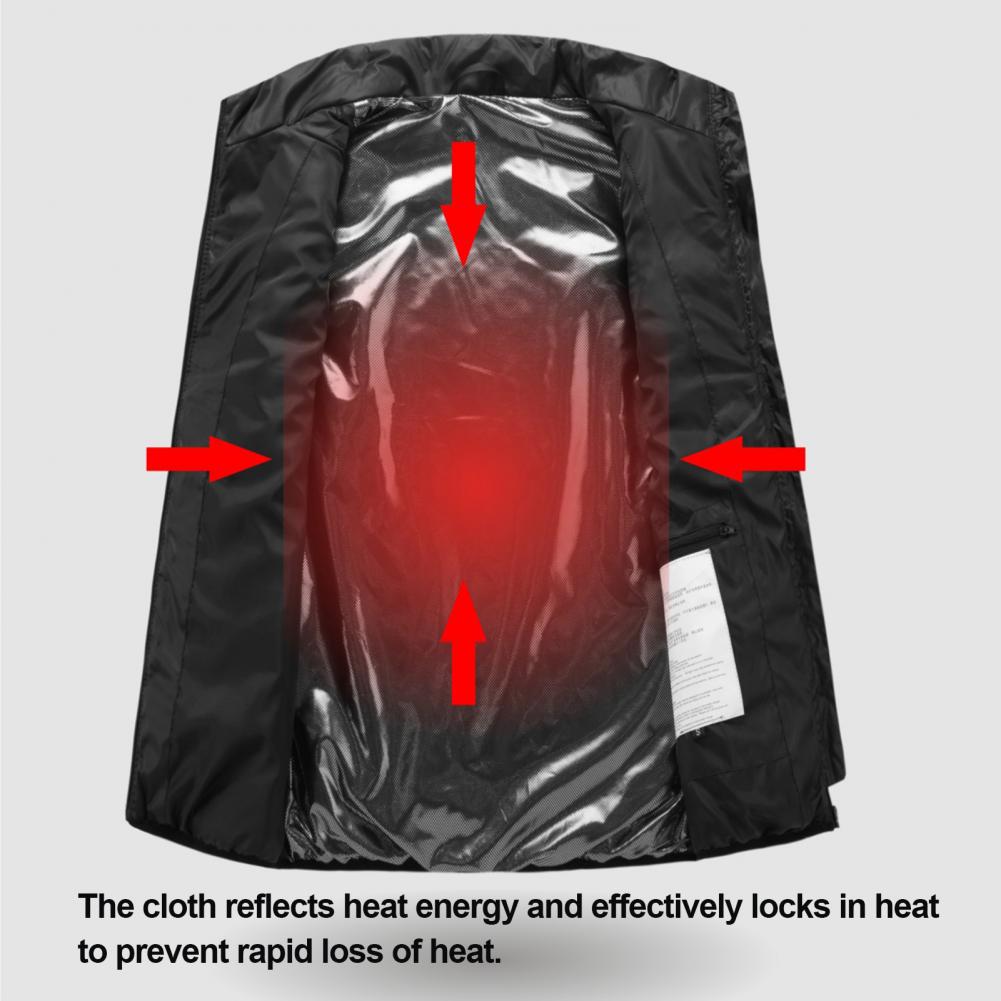 Men Heated Vest Smart Heated Vest Coat for Men with Built-in Carbon Fiber Wire Stand Collar Design Thermal Warmth Technology