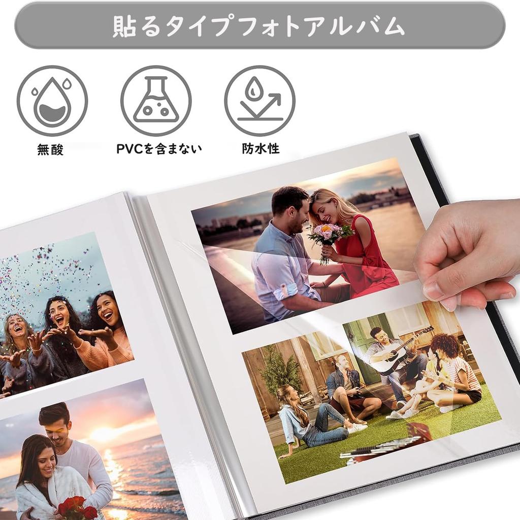 Raoendis 33 x Лён 20 листов Бесплатные вмещает 240 фотографий большого размера Большой Идеально подходит для дома и записей о взрослении Самоклеящийся альбом, 33,5 см, Обложка, (40