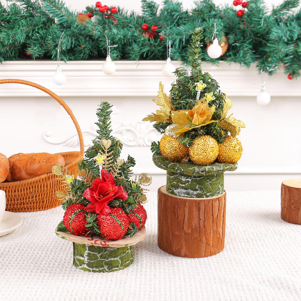 New Mini Christmas Ball Pine Needle Tree Ornament Christmas Desktop Simulation Christmas Tree Decorations Small Gifts