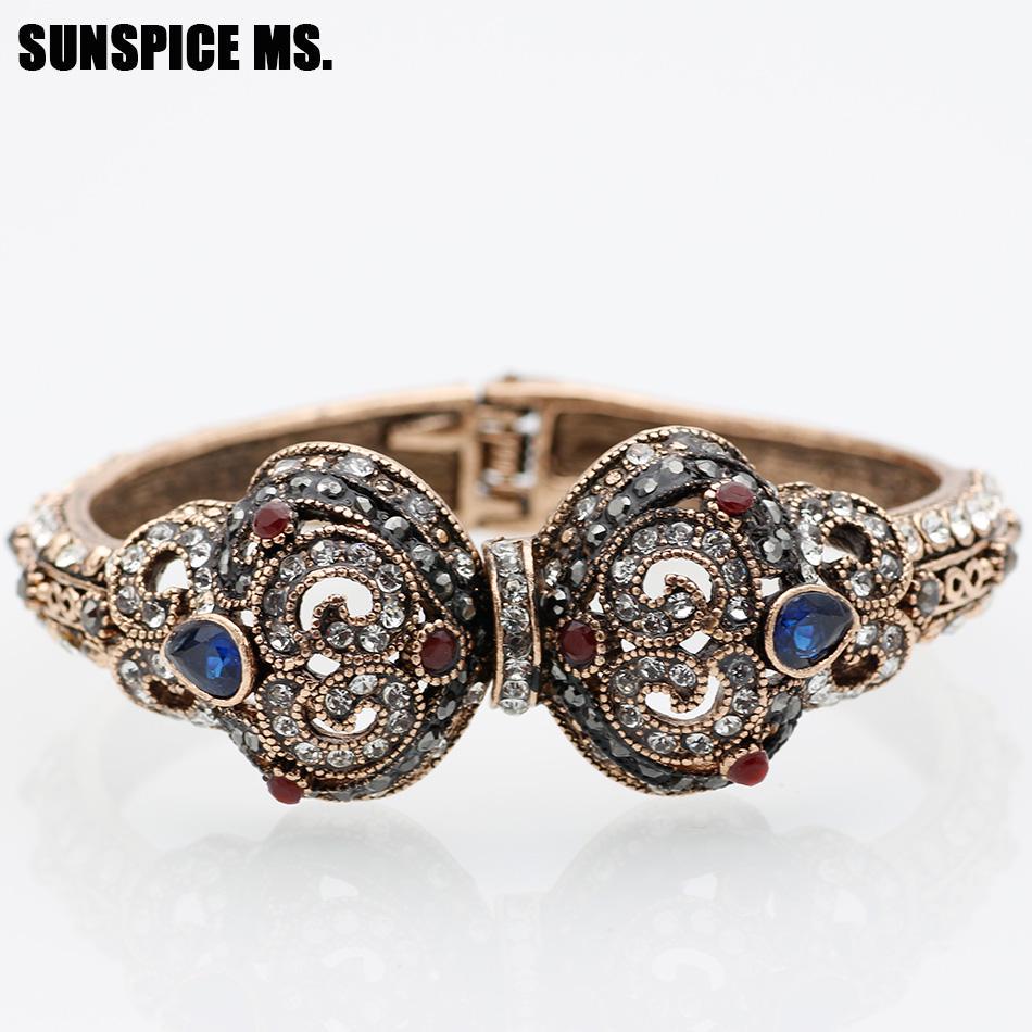 Турецкий винтажный браслет-манжета для женщин, антикварный золотой цвет, богемный браслет, свадебные украшения, свадебный подарок