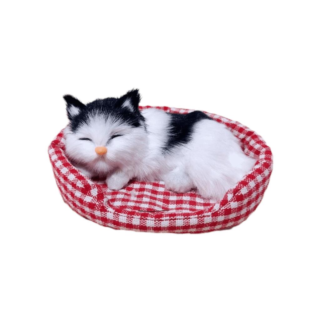 Кавайный Кот Имитация Меха Модель Кота на Подушке Реалистичная Спящая Игрушка-Кот Изысканная Мягкая Фигурка Плюшевого Животного Подарки для Детей