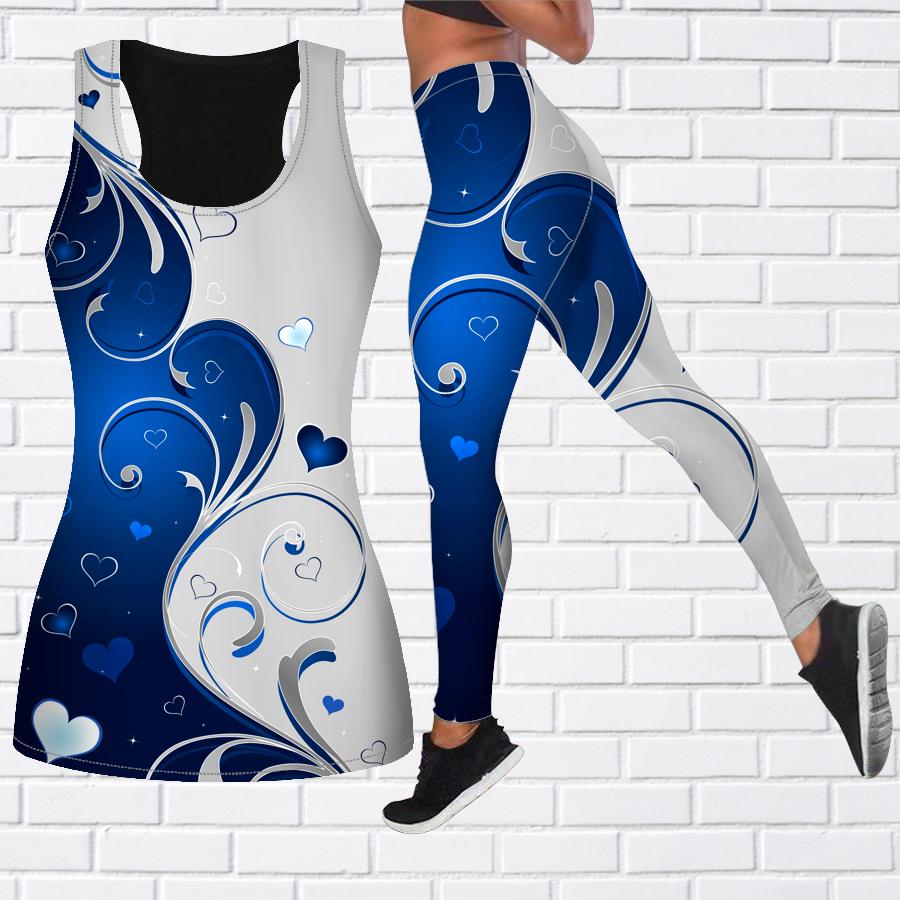 Наряд для йоги в форме сердца с цветочным принтом для женщин, модные леггинсы для тренировок, спортивные повседневные брюки для йоги для фитнеса и фитнеса