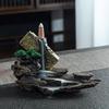 Creative Indoor Backflow Incense Burner: Mountain Stream Design with Agarwood & Sandalwood Aromatherapy for Home Decor