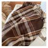 Осенне-зимний клетчатый шарф для женщин, теплая женская шаль с кисточками из искусственного кашемира
