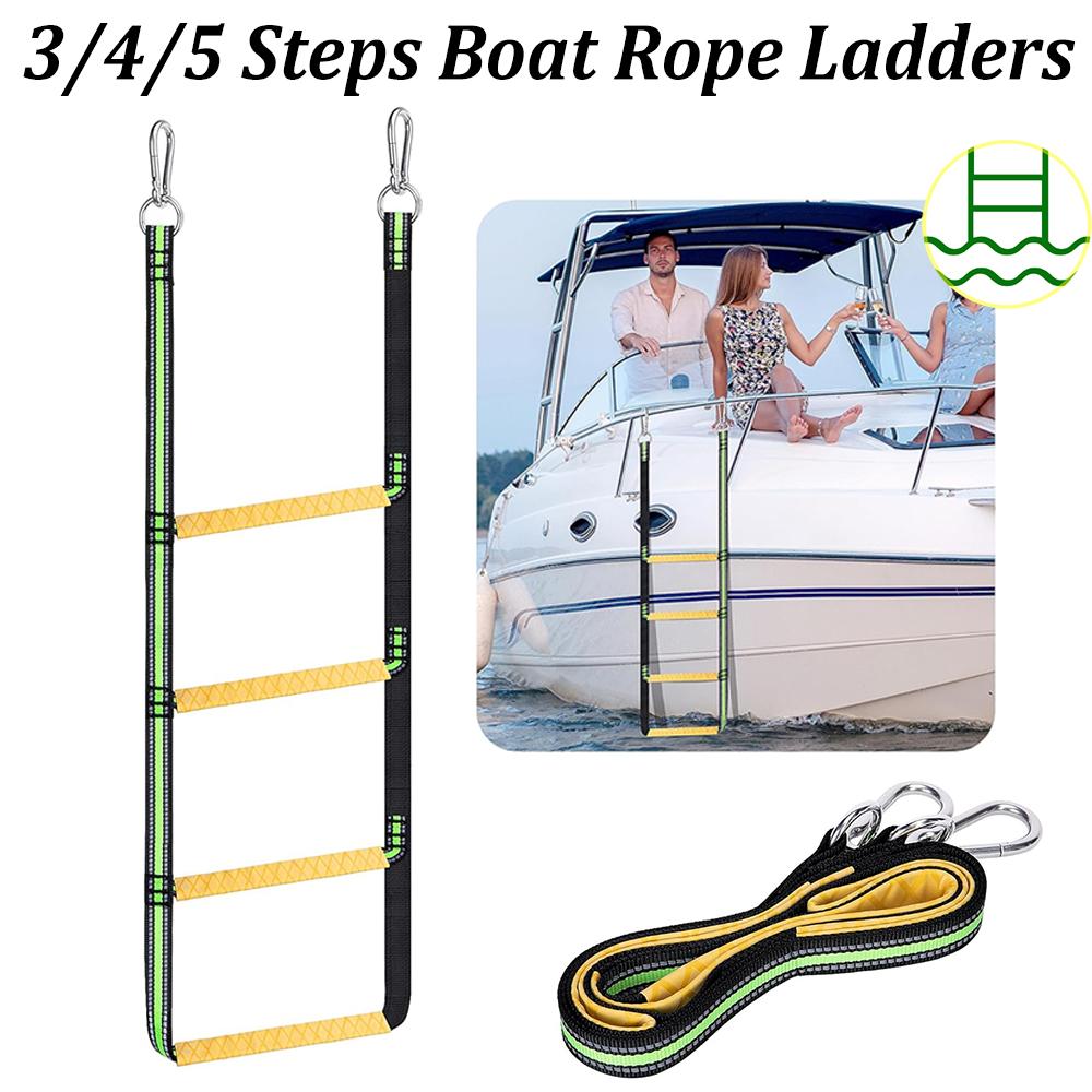 Boat Rope Ladder Heavy Duty Foldable Marine Ladder Portable Nylon Boarding Ladder for Inflatable Boat Pontoon Kayak Yacht