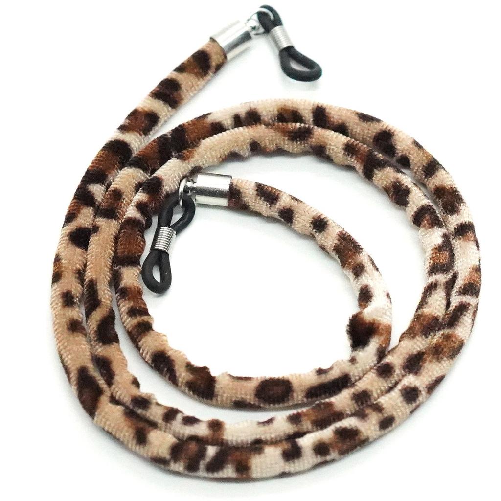 Бархатная многоцветная этническая цепочка для очков с леопардовым принтом