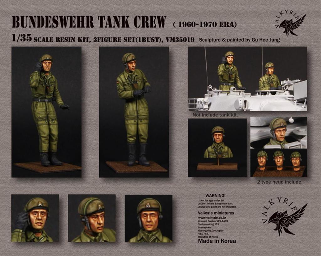 Valkyrie Miniature Modern West German Tank Crew Set 2 1 Bust Resin Kit VM35019 1/35 1960-70s Figures,