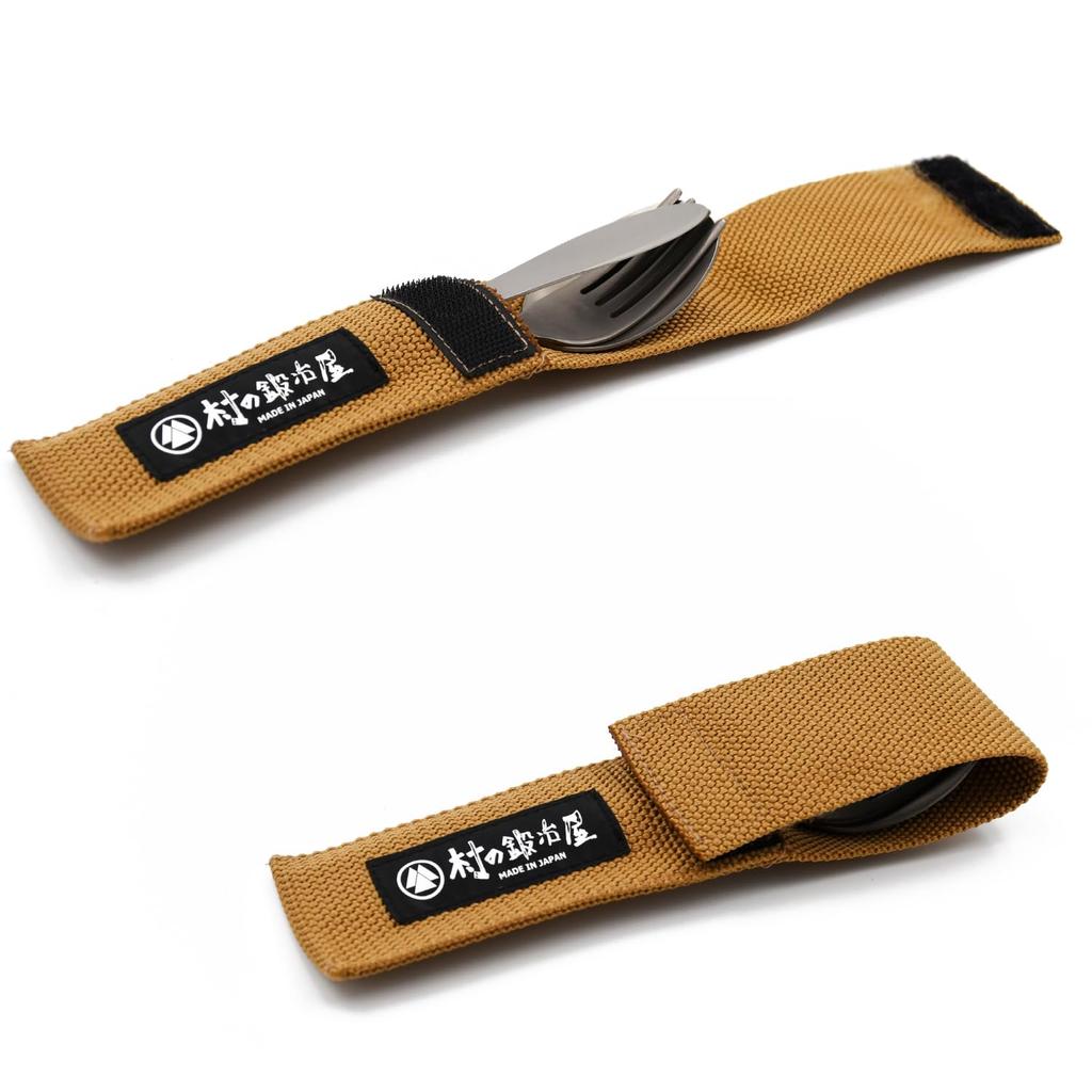 В Village blacksmith чистый титановый походный набор столовых приборов из 3 штук с футляром Набор из титана и вилок, сделанных в [Сделано в Tsubame-Sanjo] (нож, ложка, вилка)