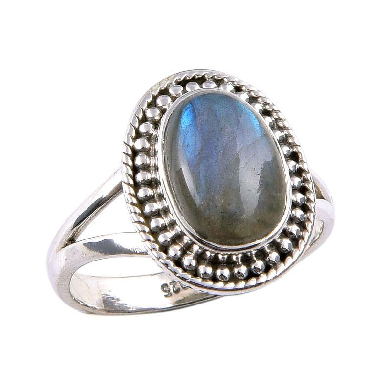 Ювелирное кольцо из стерлингового серебра 925 пробы с натуральным лабрадоритом S.7.5 L4g03