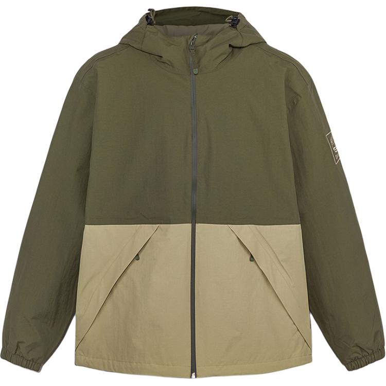 Timberland Мужская водонепроницаемая ветрозащитная куртка с капюшоном Color Block Оливково-зеленый Бежевый A69PU-EQJ