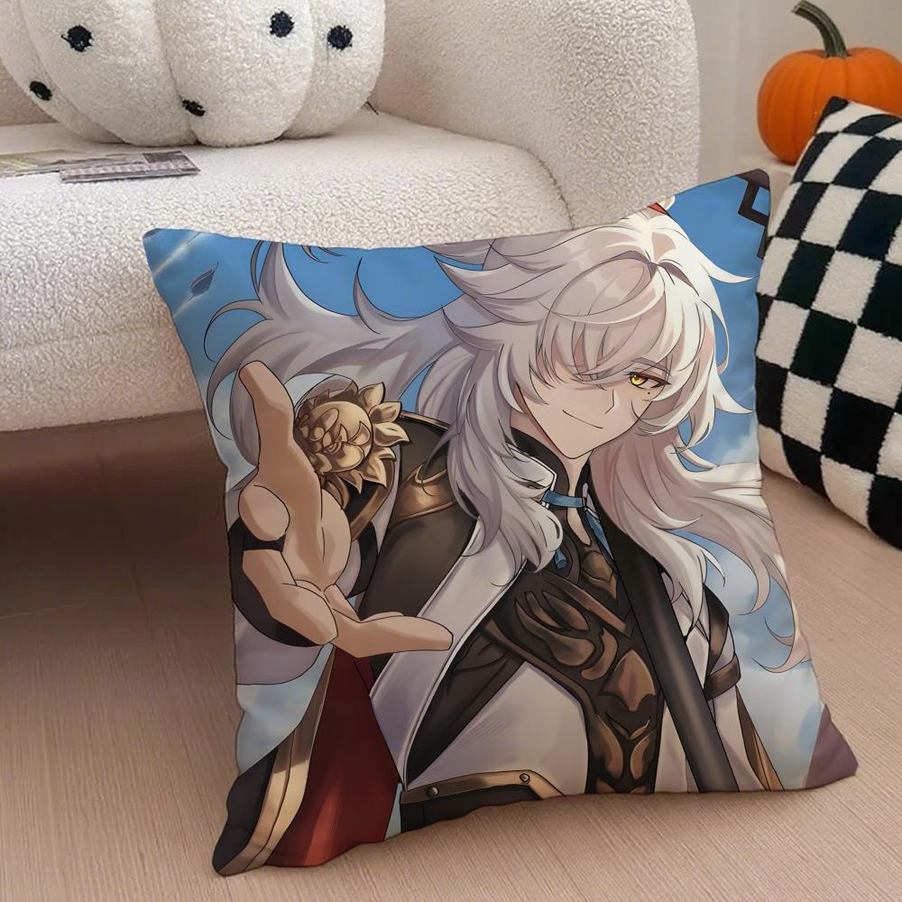 JJing Yuan Star Rail Hit Game Character Cushion Cover Throw Pillow Cover Hidden Button Durable Polyester Chair Cushion