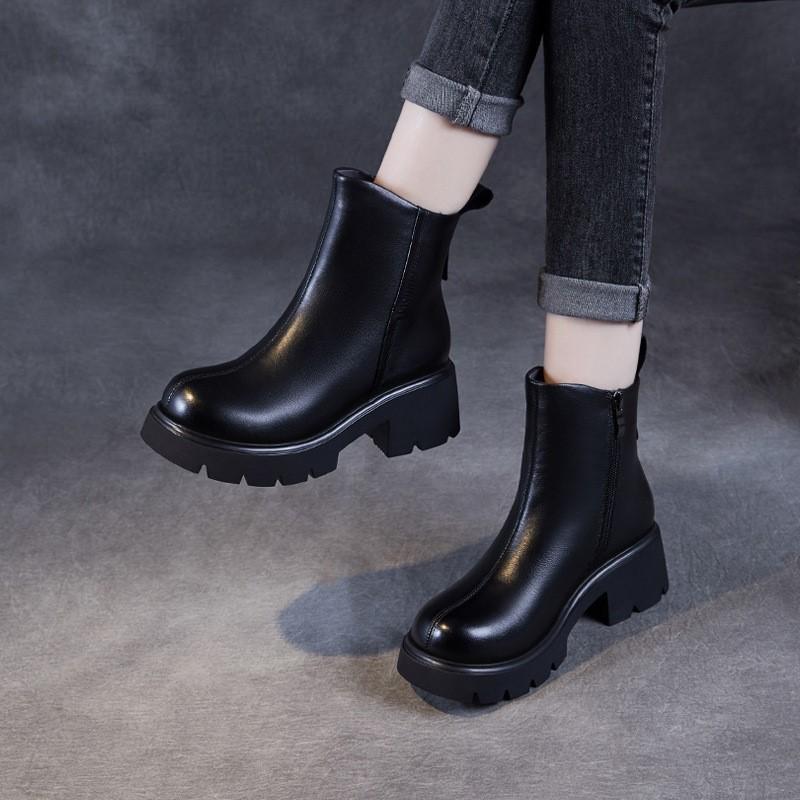 Johnature Короткие ботинки из натуральной кожи с толстой подошвой и шерстяной подкладкой, женские теплые зимние хлопковые ботинки