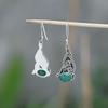 Lab Created Emerald Earring Women Jewelry, 925 Sterling Silver Handmade Jewelry