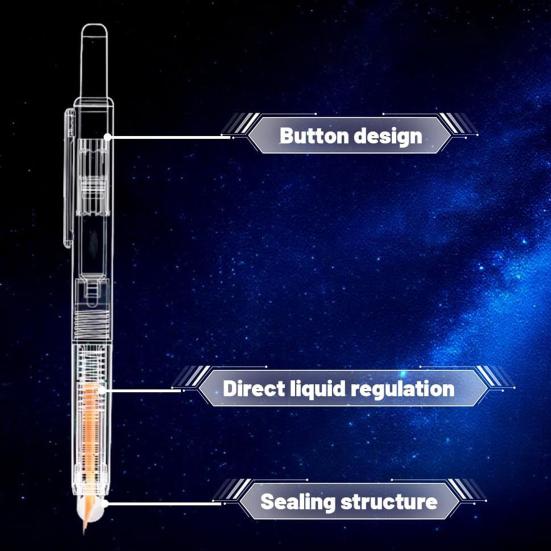 Retractable Fountain Pen Fine Nib Set 0.38mm Black/Blue Ink Transparent Barrel Pen with 5 Refillable Ink Cartridges for Sketching Journaling
