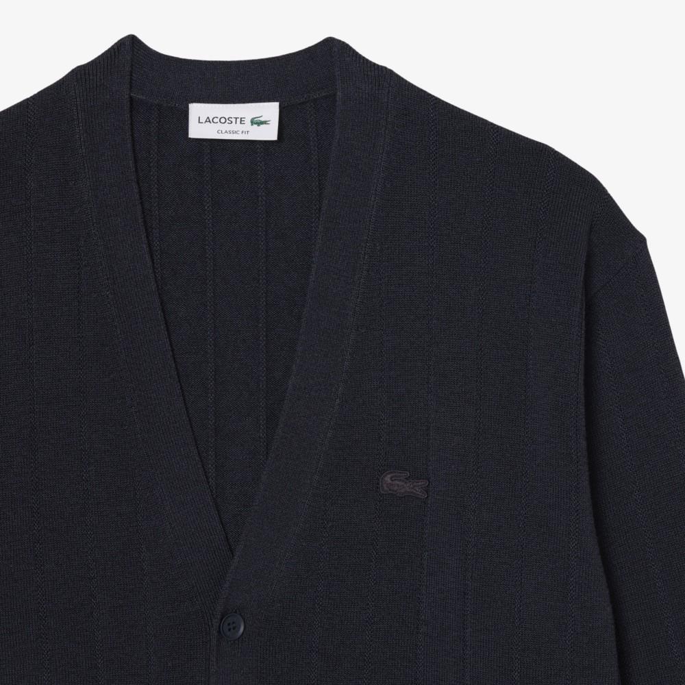 Lacoste Мужской кардиган с V-образным вырезом и рубчиком PARIS PACK AH1039-56G350