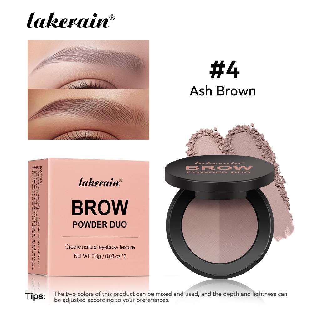 Lakerain Two Color Eyebrow Powder - Waterproof and Sweat Resistant Long-lasting Color, Fine Powder Lasting No Smudgy, Natural Eyebrow Shape,