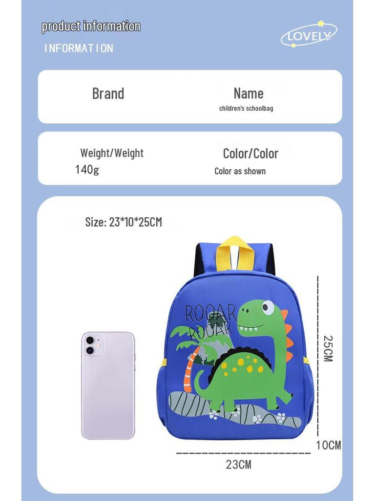 Kids' Cartoon Dinosaur & Spiderman Backpack for Boys Kindergarten