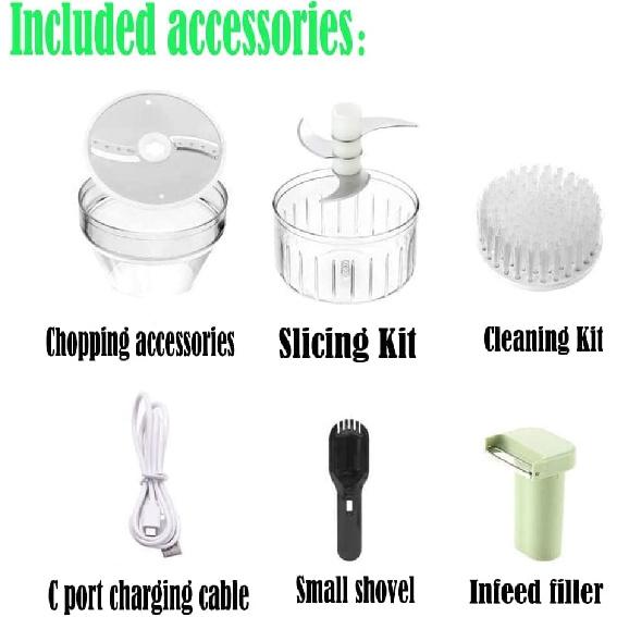 Electric Vegetable Cutter Set - 4 In 1 Portable, Rechargeable, Wireless Food Processor & Chopper Machine for Pepper, Garlic, Onion, Celery & Meat