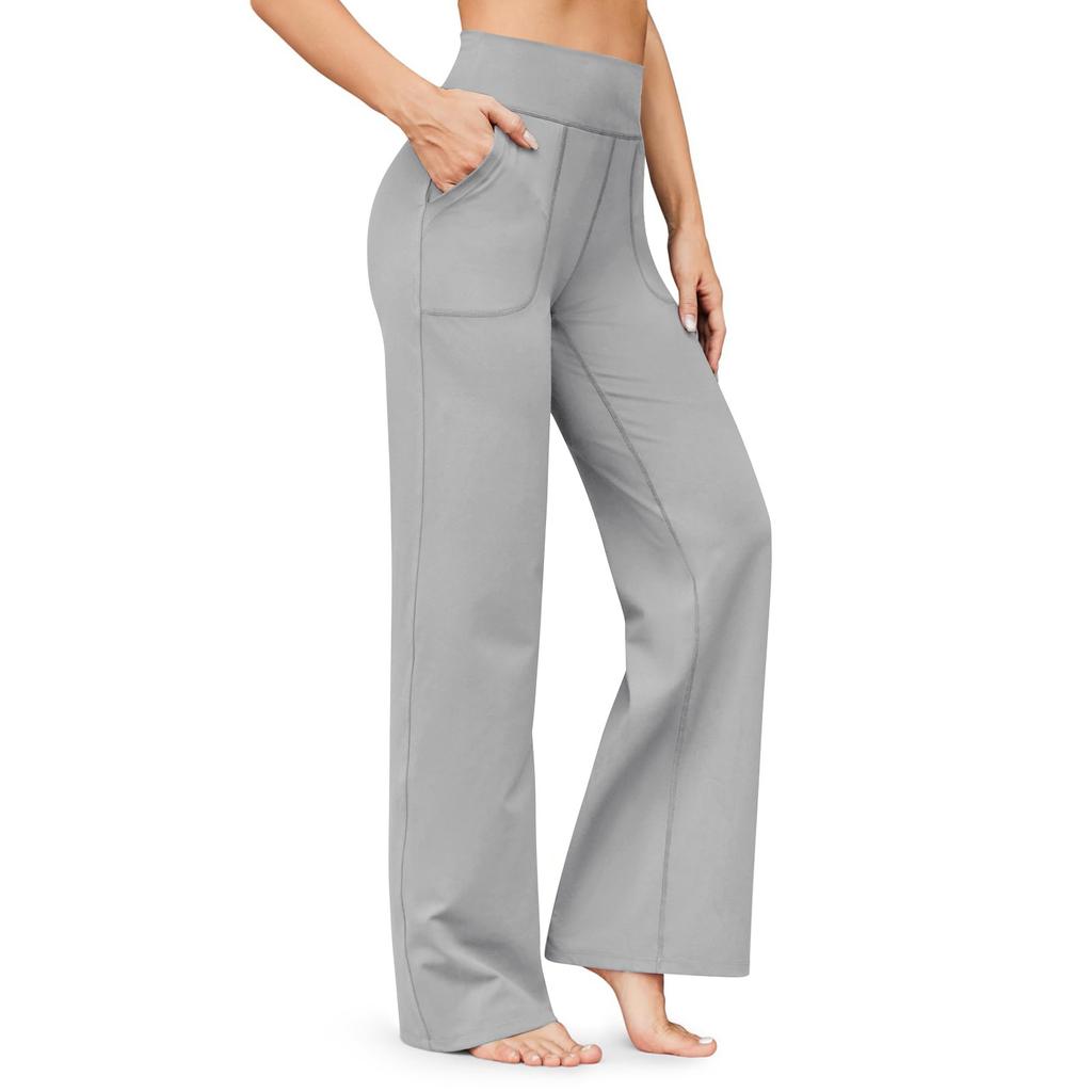 Широкие брюки для женщин, брюки для йоги, спортивные штаны с высокой талией и карманами, эластичные брюки, удобные спортивные спортивные штаны для тренировок