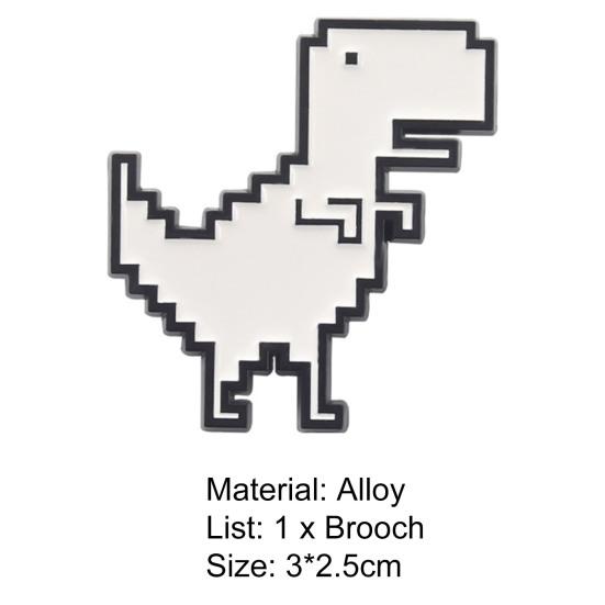 Брошь-динозавр в стиле ретро, пиксельные геометрические белые булавки с динозаврами, элегантные аксессуары для костюмов, милые мультяшные животные