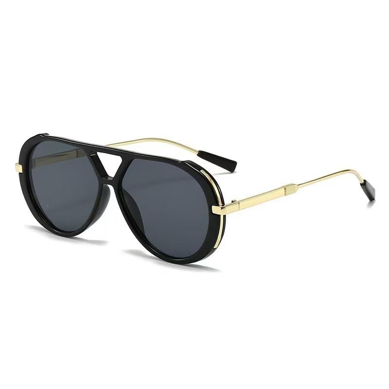 Double beam sunglasses new big face thin face European and American sunglasses women's high-end sunscreen retro sunglasses summer