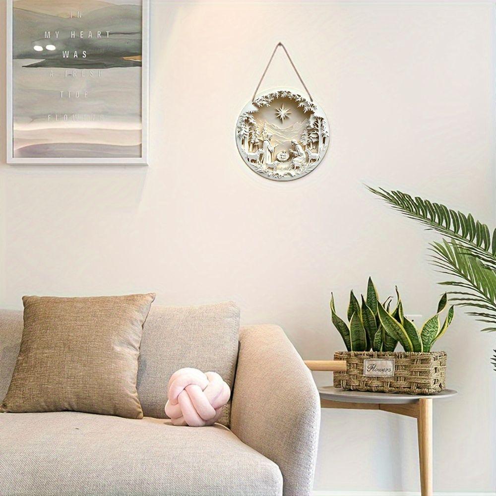 Holy Night Nativity Scene Pendant, Decoration of Home Walls or Doors, 2d Flat Wooden, Christmas Decoration, Gifts for Friends and Family