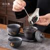 Дзен Чайник и Набор Чашек Комплект 1 Пиала 2 Чашки Бытовой Набор для Приготовления Чая Дорожный Набор для Путешествий Уличная Портативная Сумка Китайский Чайный Набор Принадлежности
