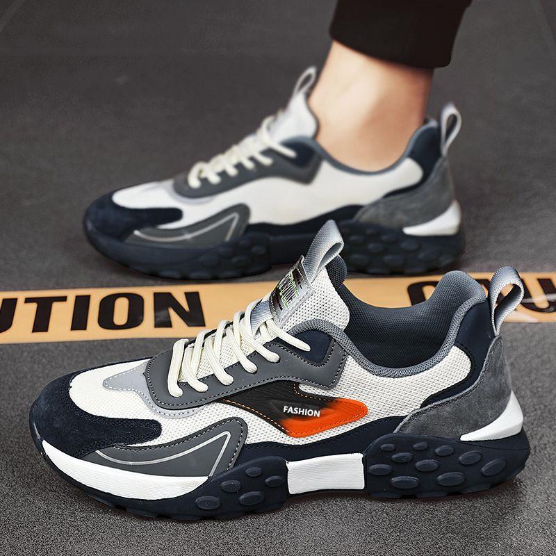 New 2024 Men's Casual Shoes Korean Version Fashionable and Comfortable Mesh Breathable Sports Shoes Soft Sole Color Matching Running Trendy Shoes