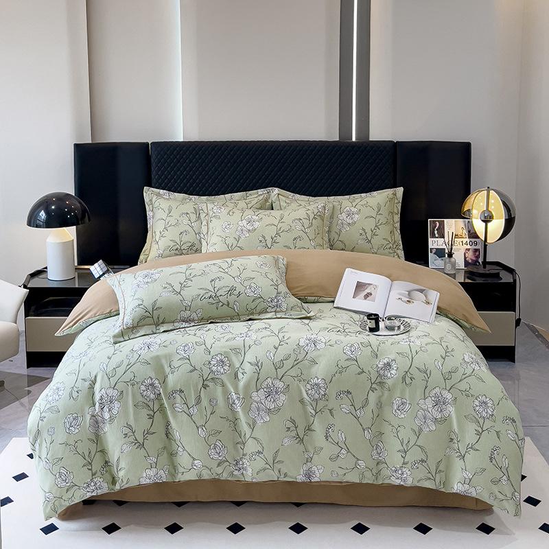 Утолщенный хлопок с начесом, четырехсекционный пододеяльник с цветочным принтом, хлопковое постельное белье с пасторальным принтом, пододеяльник