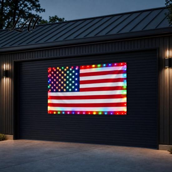 Durable Outdoor LED Flag American Light 3x5 FT Weatherproof Patriotic with Multi-Color Bright Lights for 4th of July Memorial Day Veterans